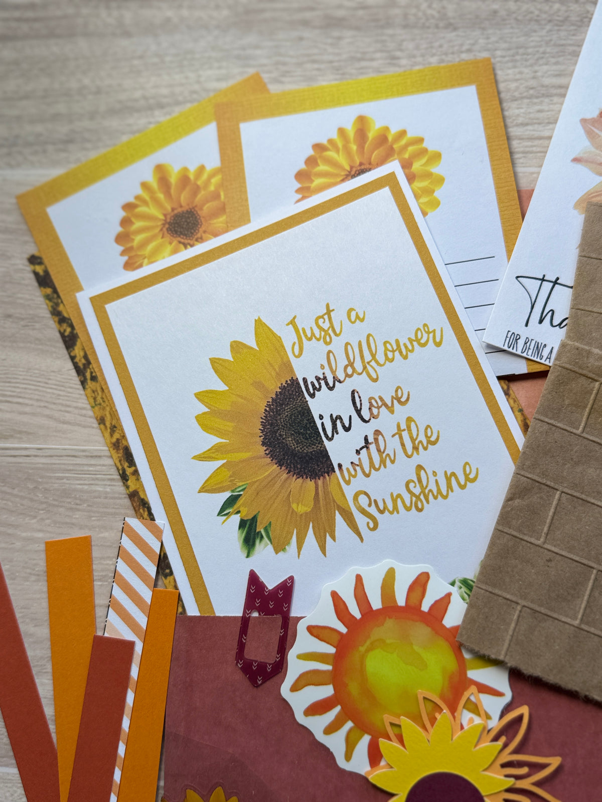 Handmade Folio Ephemera Set | Sunny Sunflower Kit | Journal Supplies | P75