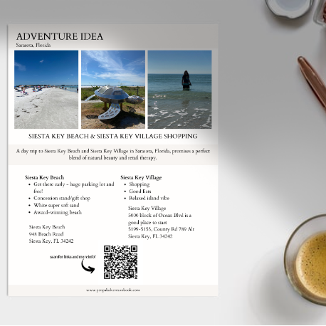 Daytrip-FLORIDA-Sarasota-Siesta Key Beach and Village Shopping-Airbnb-VRBO-Digital Download