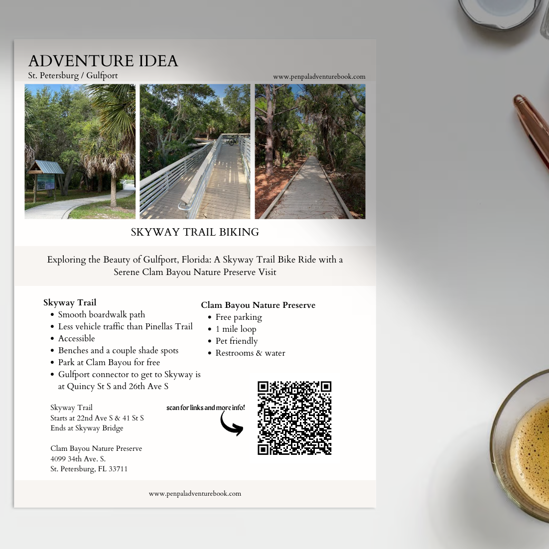 Daytrip-FLORIDA-St. Pete Gulfport Skyway Trail Biking-Airbnb-VRBO-Digital Download