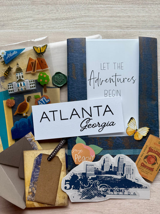 Junk Journal Kit | Atlanta Travel | Scrapbooking Ephemera & Sticker Set | Travel Memory Book | P24