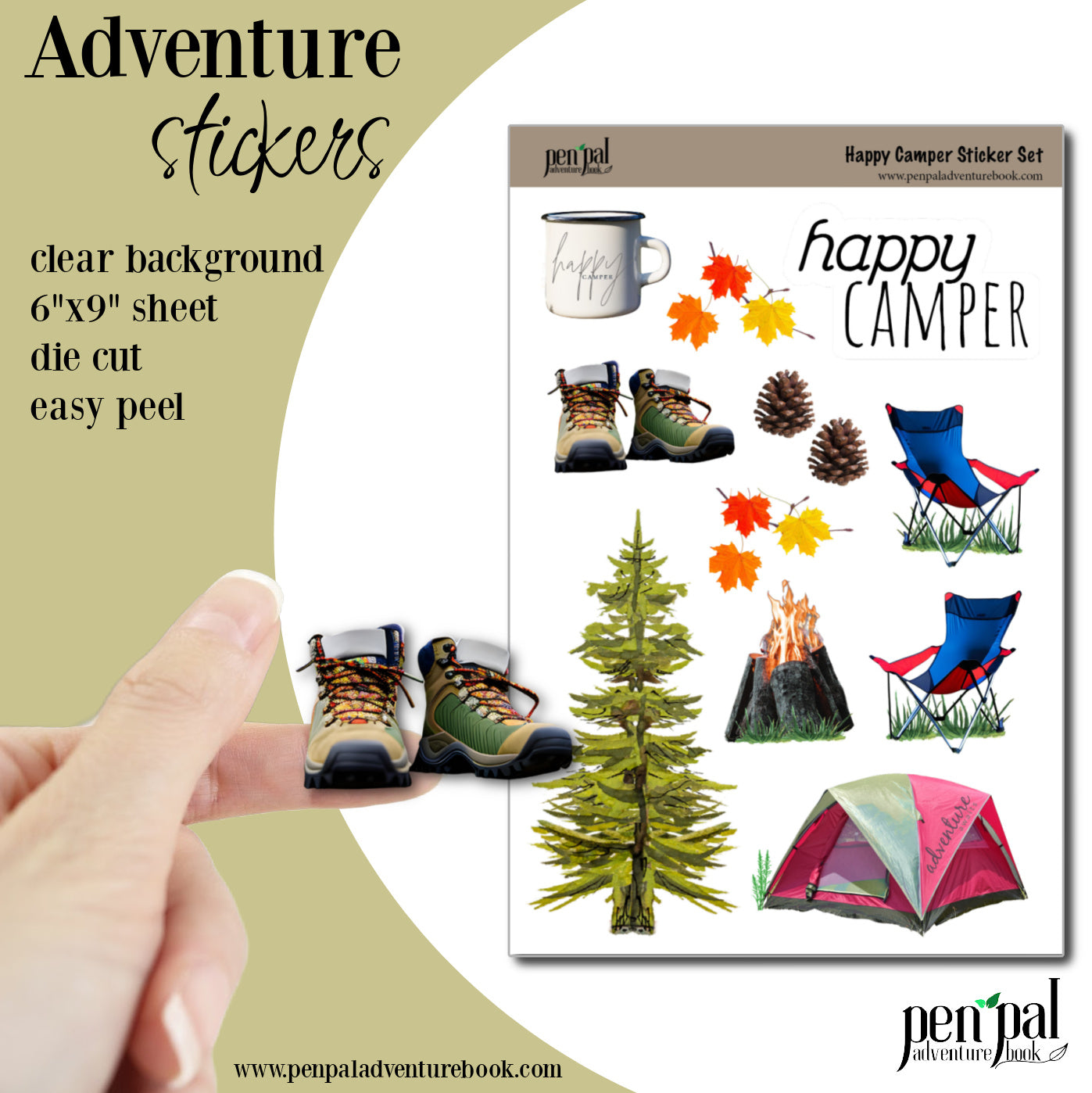 WHOLESALE-Happy Camper Sticker Set - Case of 5