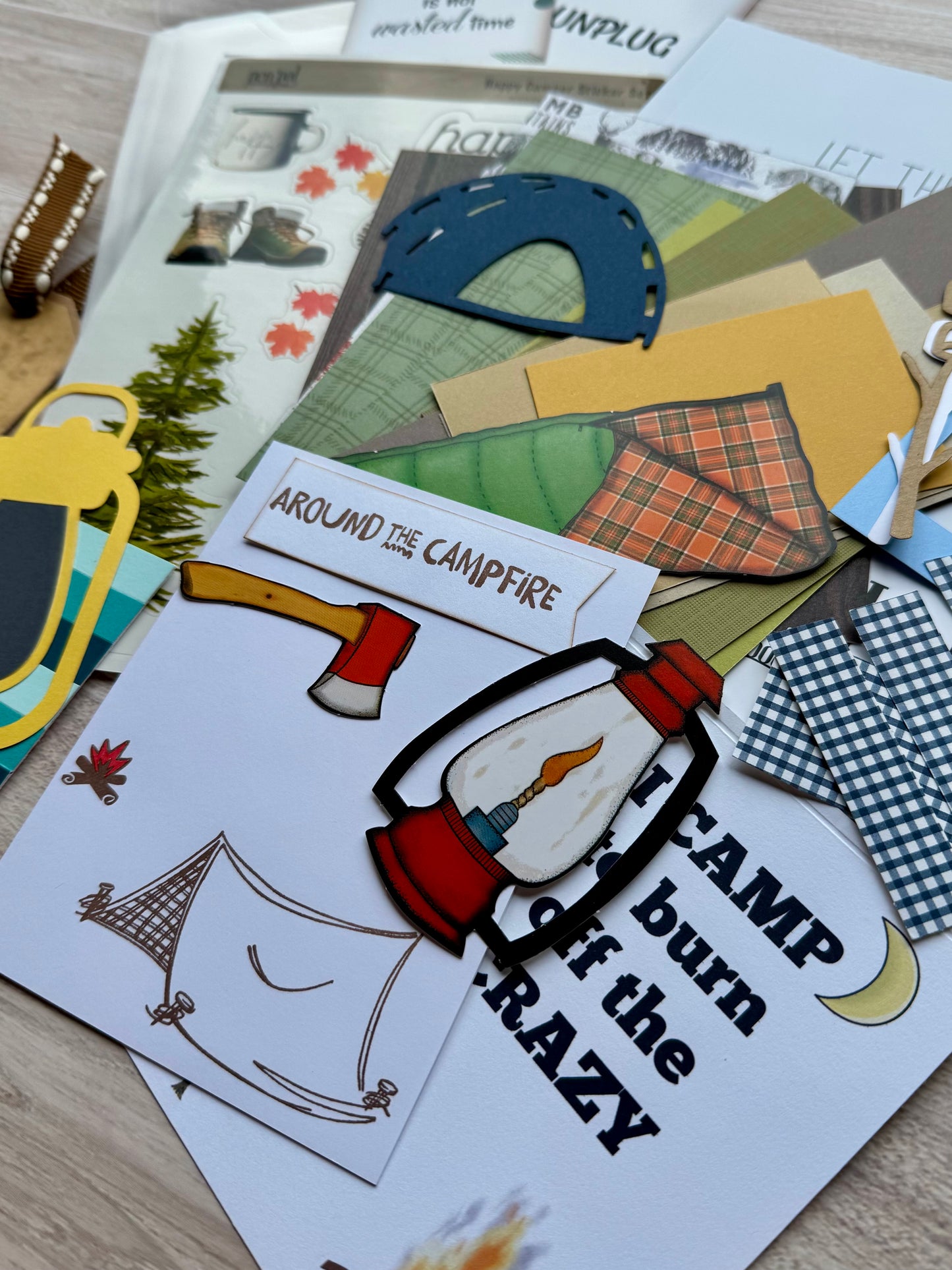 Unique Camping Themed Handmade Junk Journal Kit with 33+ Pieces!