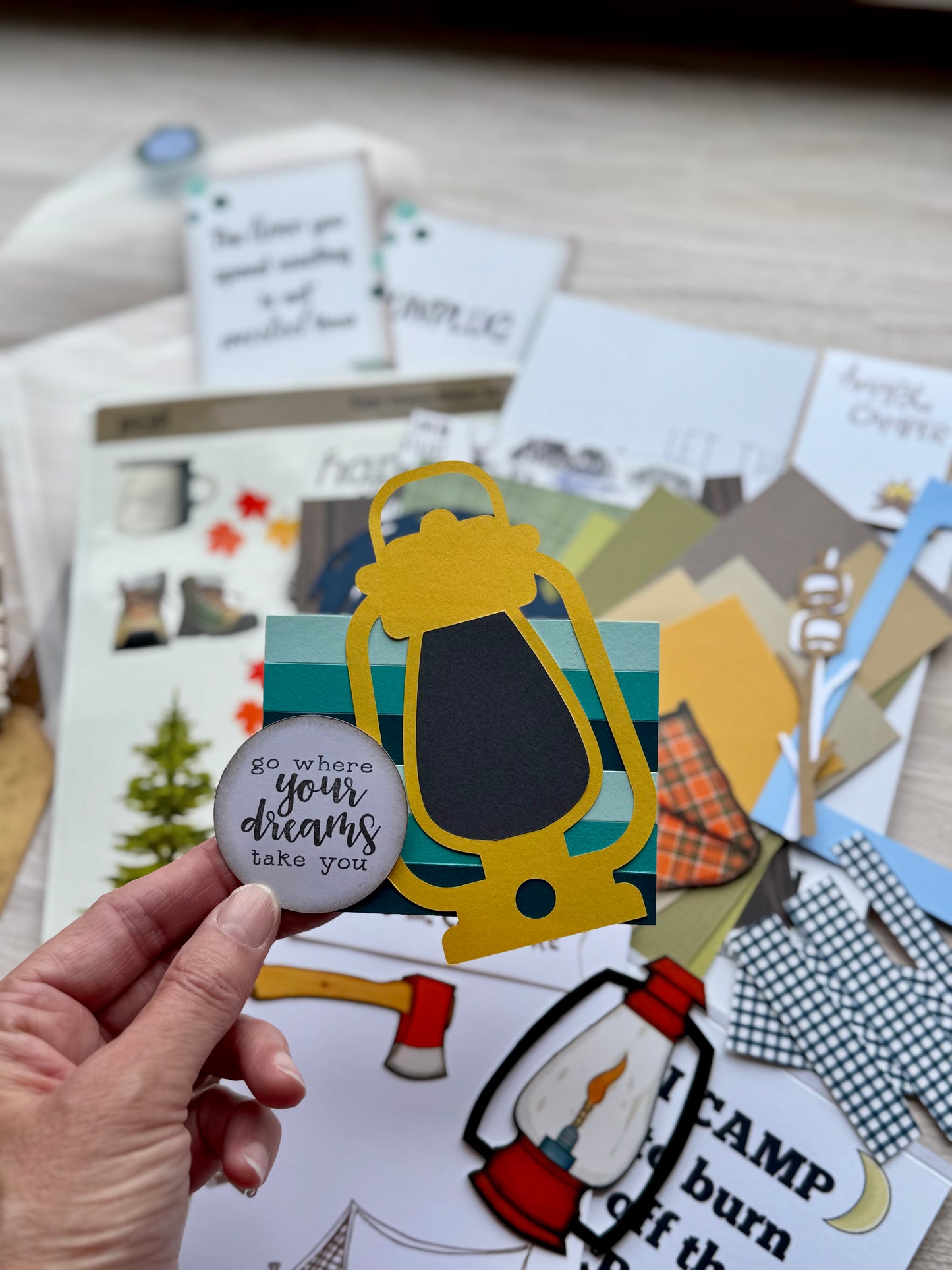 Unique Camping Themed Handmade Junk Journal Kit with 33+ Pieces!