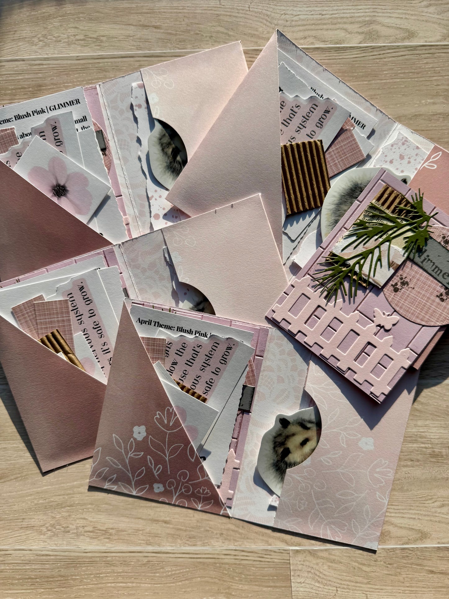 Mini Handmade Folio Sticker Embellishment Set | Opossum | Blush Pink | Paper Journal Supplies | P31