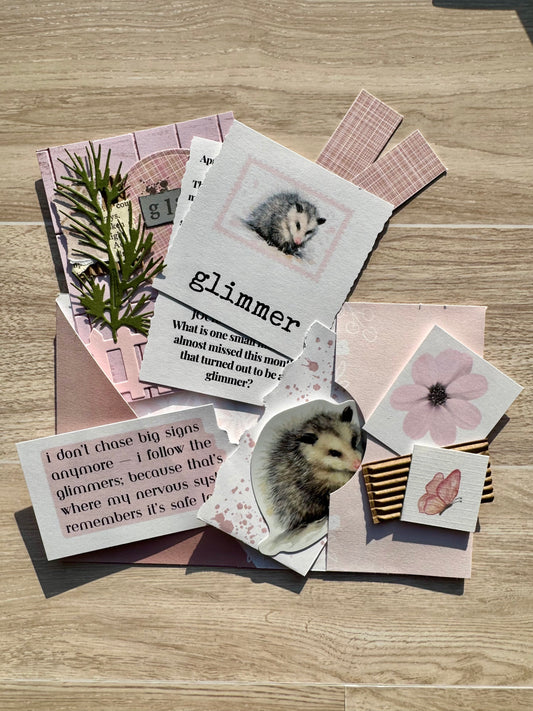 Mini Handmade Folio Sticker Embellishment Set | Opossum | Blush Pink | Paper Journal Supplies | P31