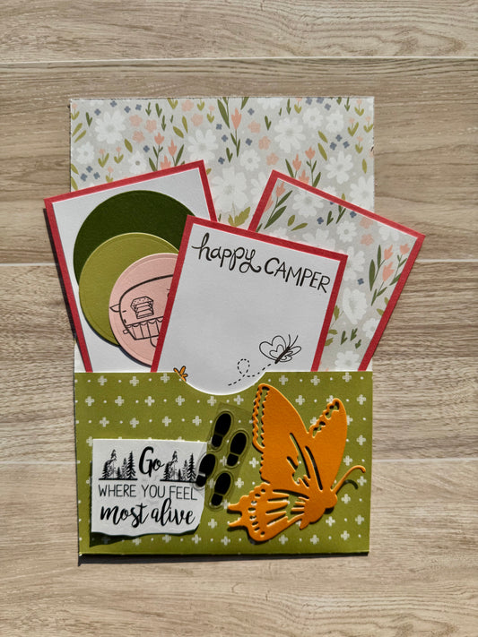 Handmade Folio Journal Embellishment Set | Happy Camper | Nectarine Orange & Pink | Paper Journal Supplies | P32