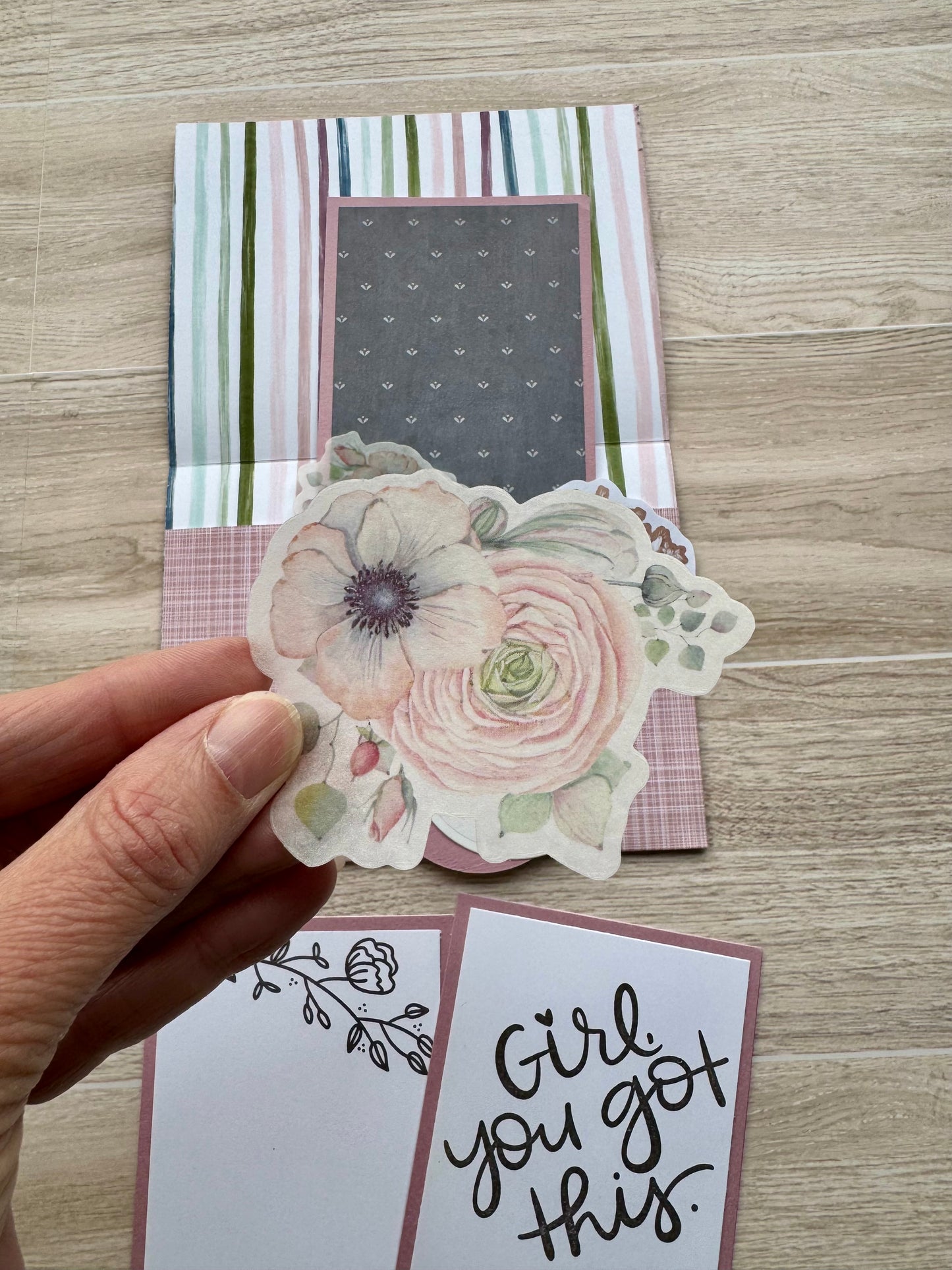 Handmade Folio Journal Embellishment Set | Girl You Got This | Pink | Paper Journal Supplies | P35