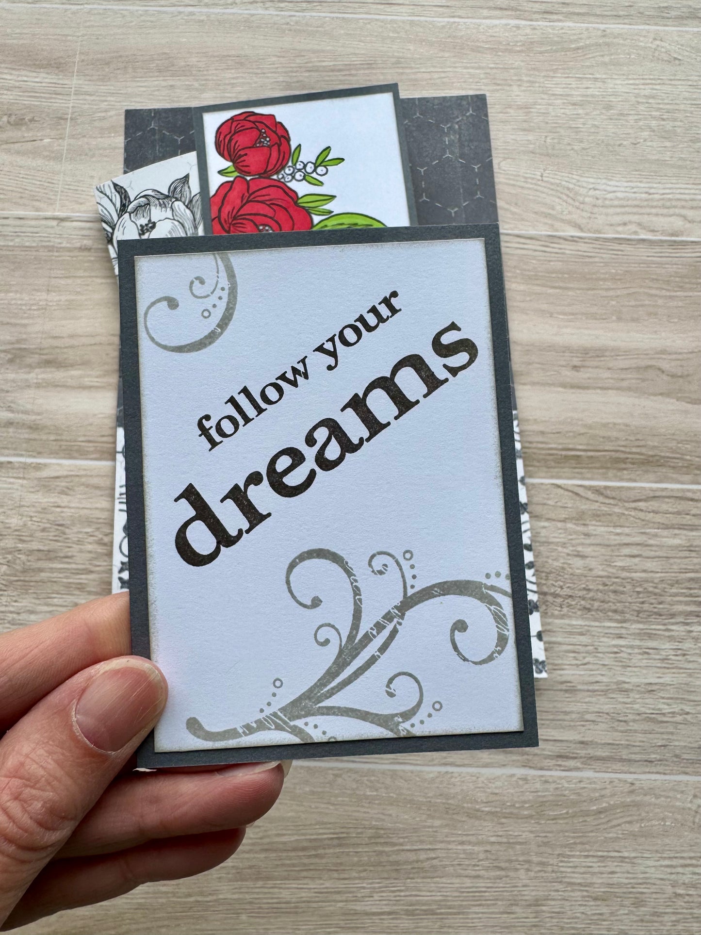 Handmade Folio Journal Embellishment Set | Follow Your Dreams | Black & White | Paper Journal Supplies | P36