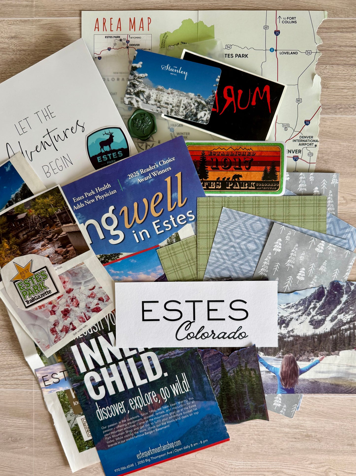 Junk Journal Kit | Authentic Estes Park Colorado Vacation Ephemera & Stickers | P40