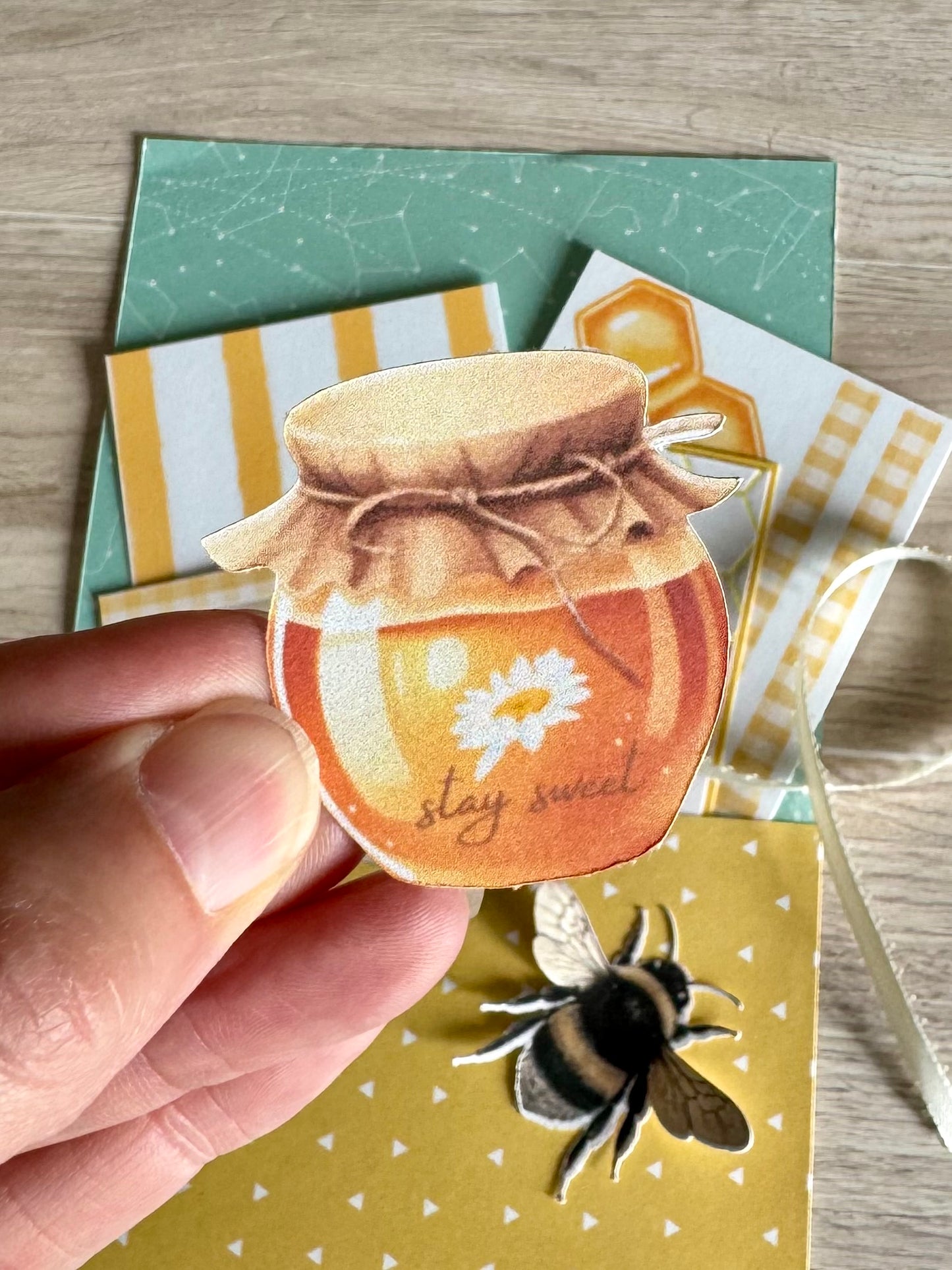Handmade Folio Journal Embellishment Set | Bee Themed | Paper Journal Supplies | P41