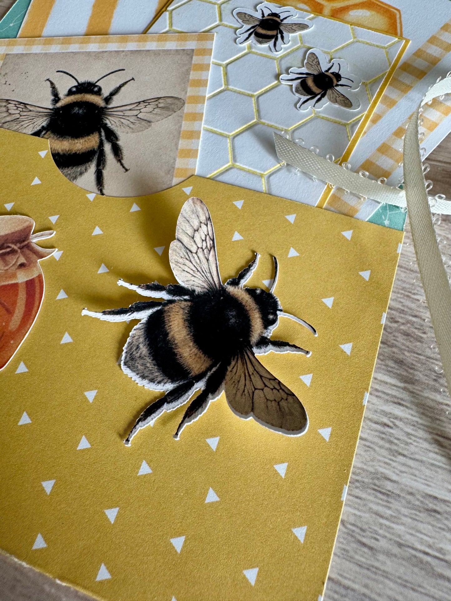 Handmade Folio Journal Embellishment Set | Bee Themed | Paper Journal Supplies | P41
