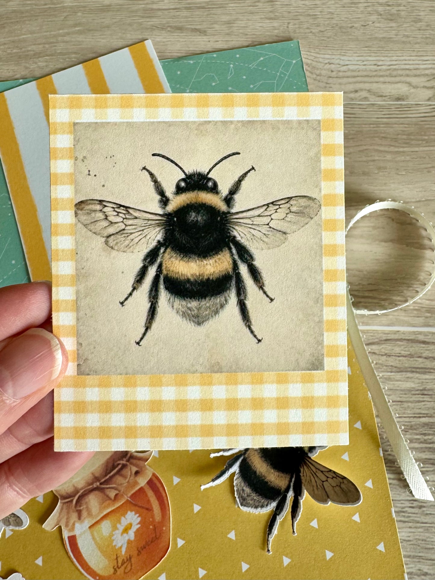 Handmade Folio Journal Embellishment Set | Bee Themed | Paper Journal Supplies | P41