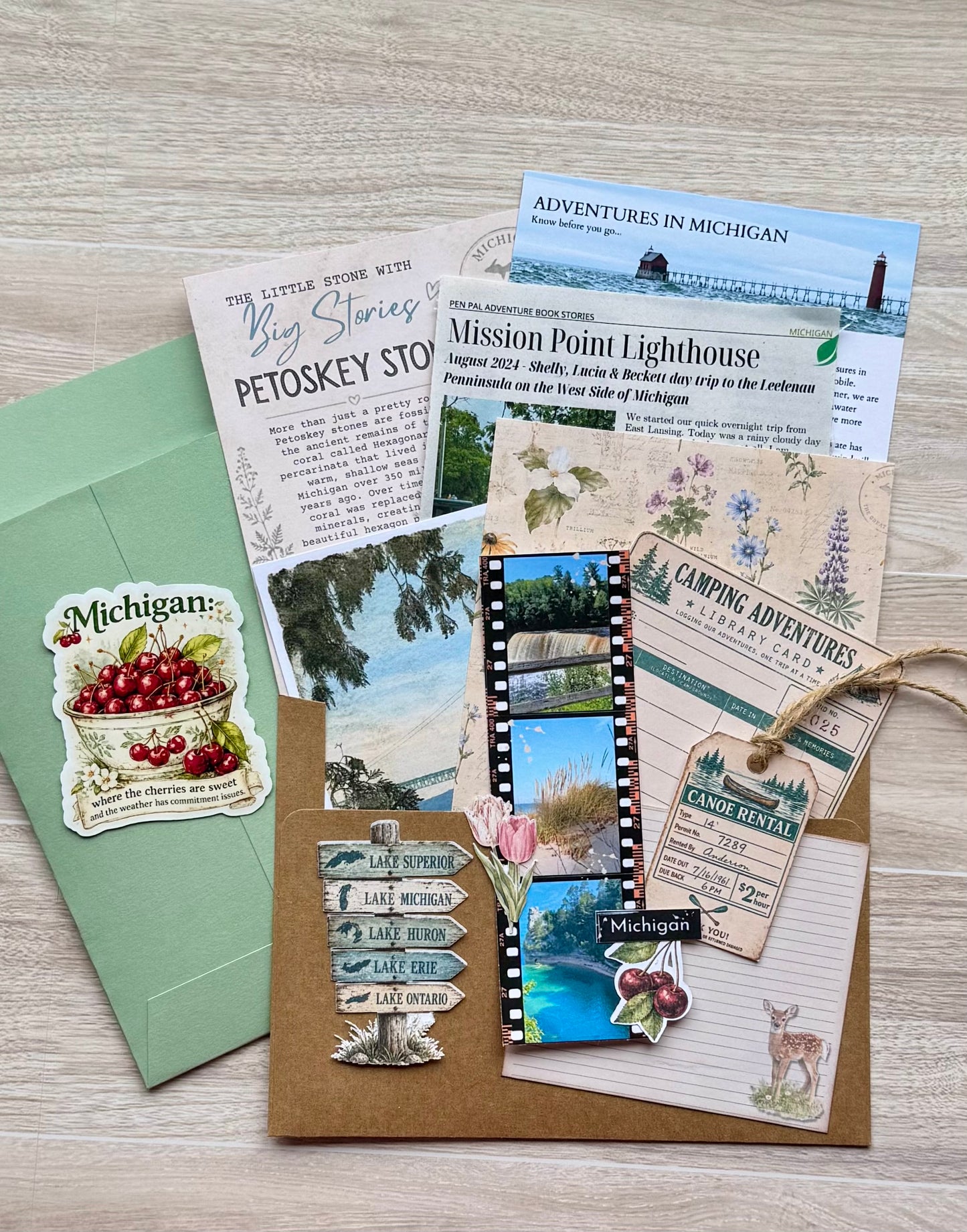 Michigan Junk Journal Kit | Vintage Travel Journal Ephemera Pack