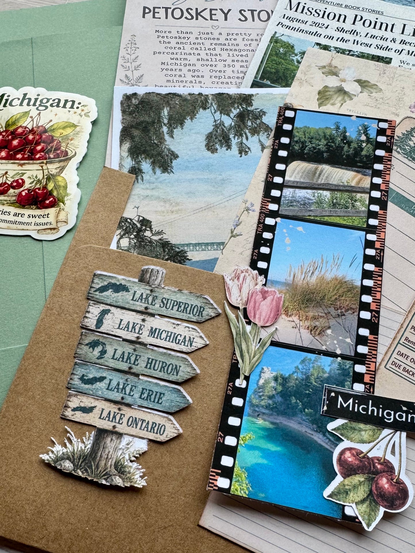 Michigan Junk Journal Kit | Vintage Travel Journal Ephemera Pack
