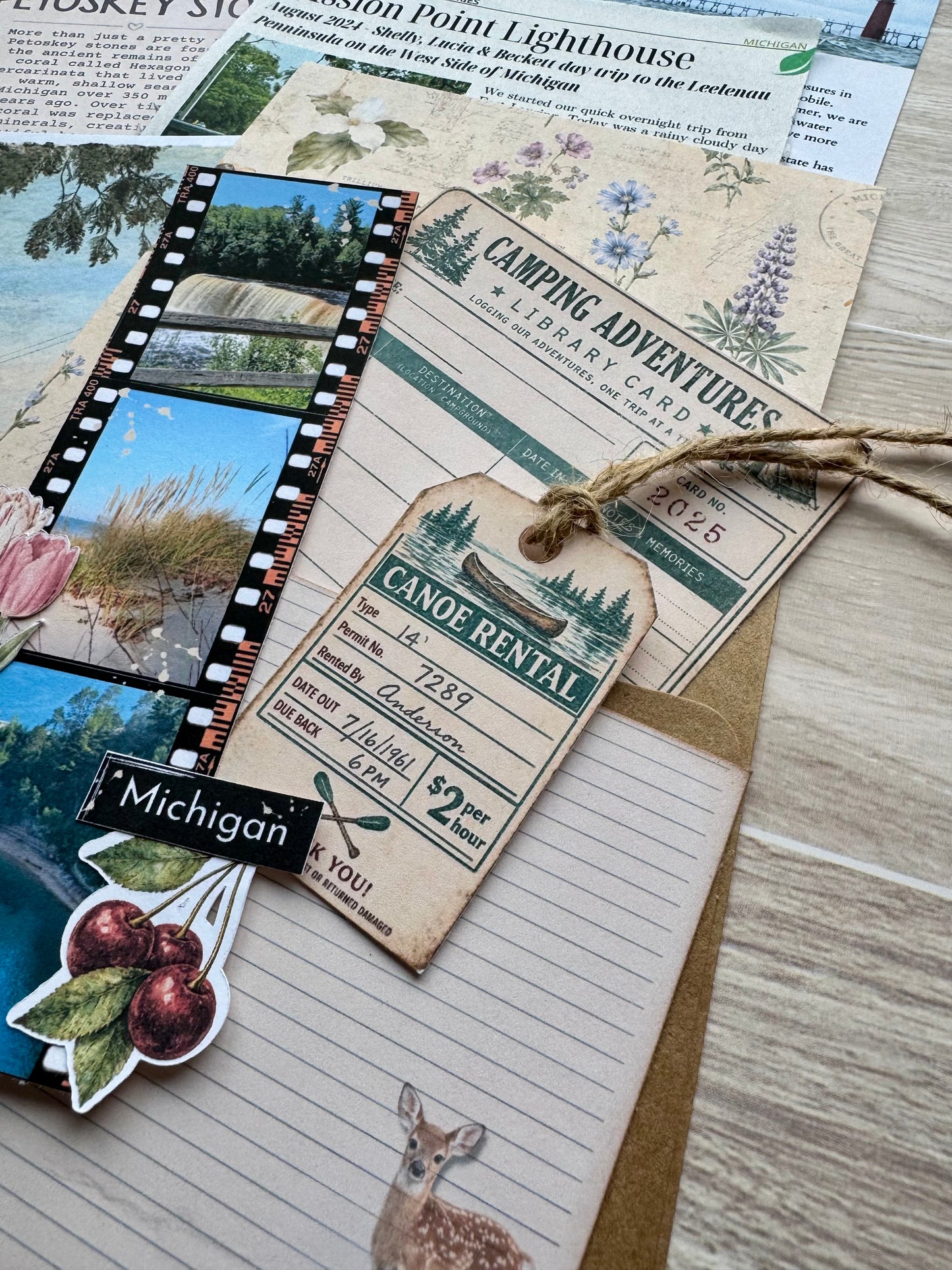 Michigan Junk Journal Kit | Vintage Travel Journal Ephemera Pack