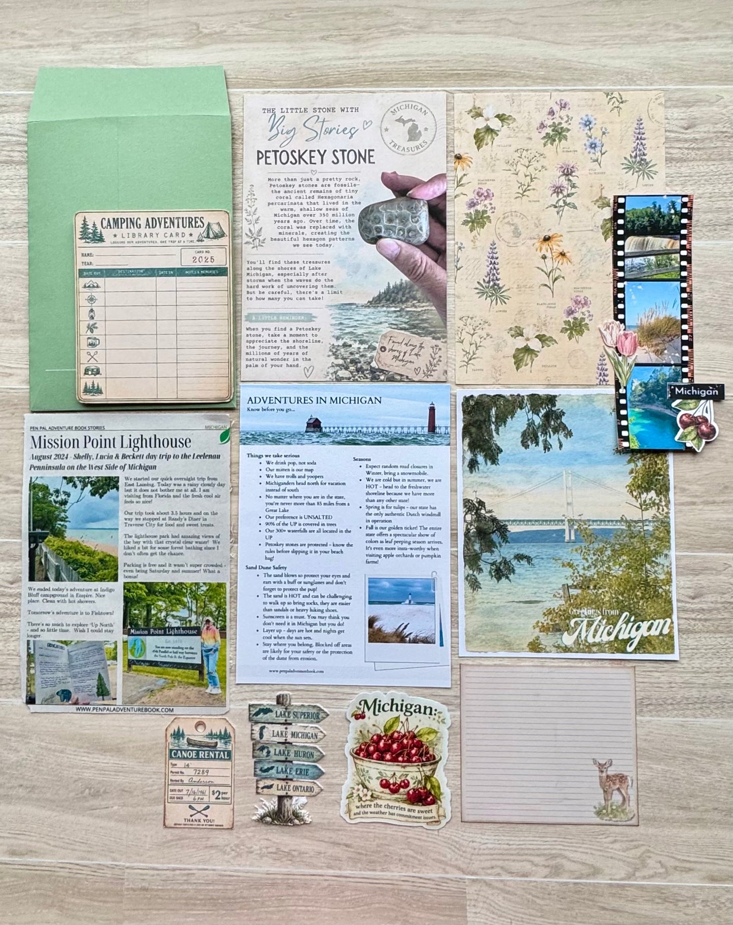 Michigan Junk Journal Kit | Vintage Travel Journal Ephemera Pack