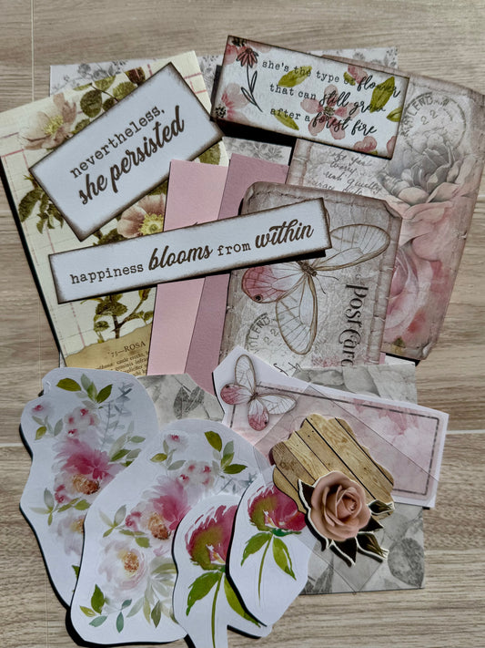 Handmade Folio & Journal Embellishment Set | Vintage Roses | Paper Journal Supplies | P43