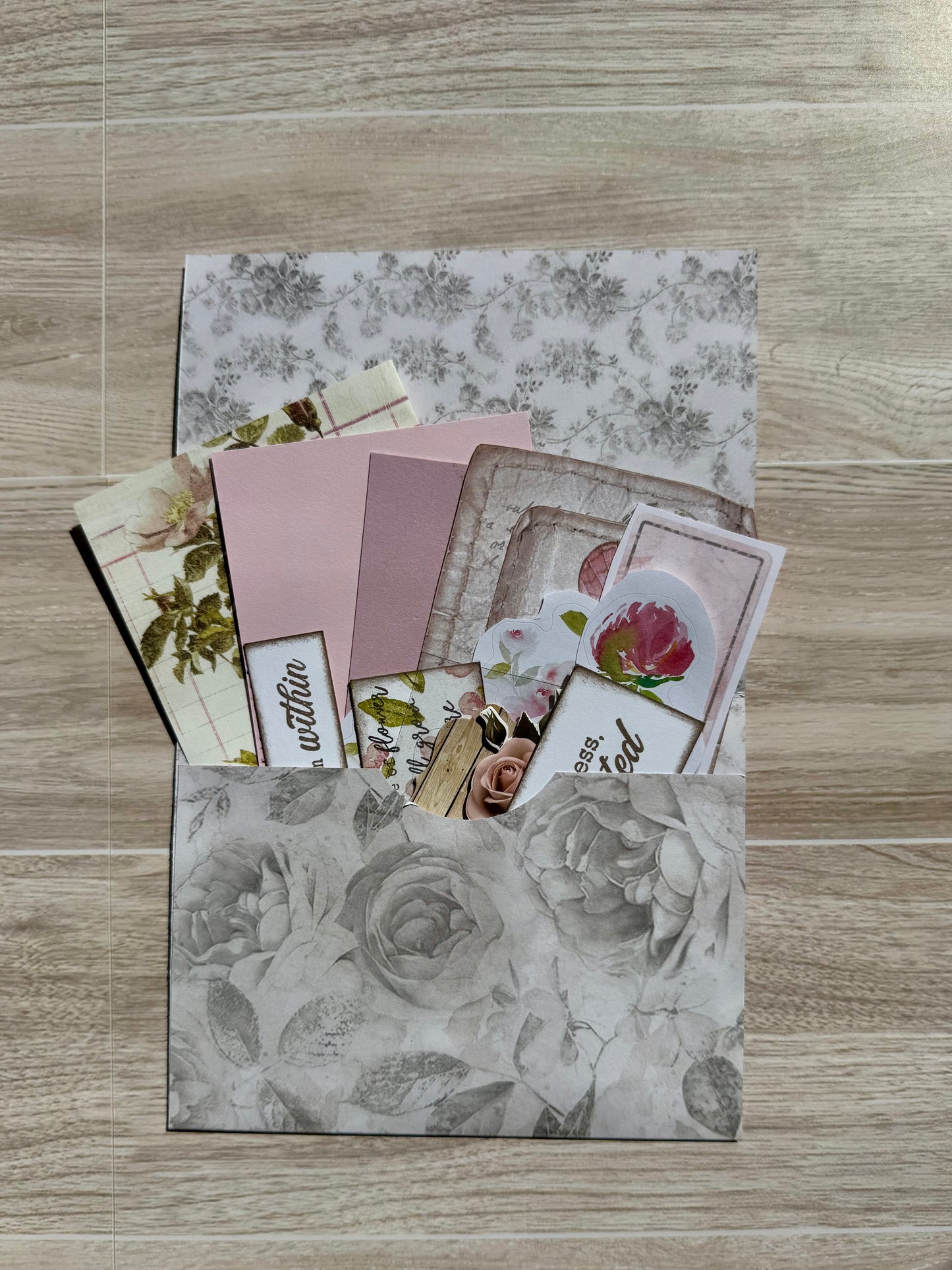 Handmade Folio & Journal Embellishment Set | Vintage Roses | Paper Journal Supplies | P43