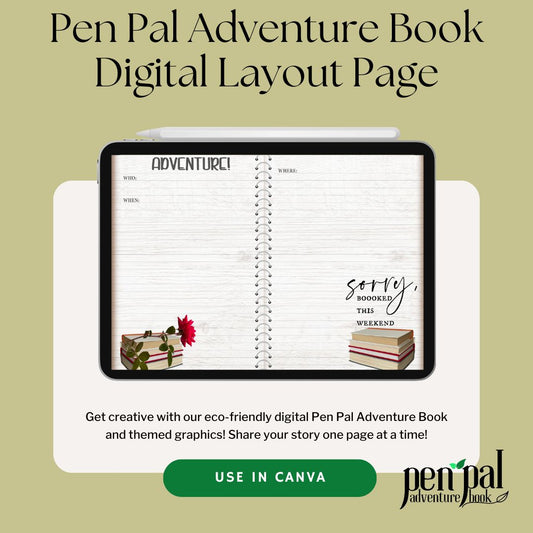 Digital Download-Booked this Weekend Journal Layout-Digital Pen Pal Adventure Book