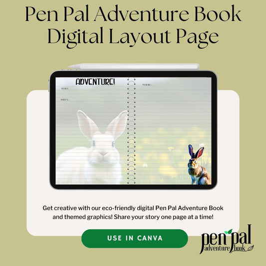 Digital Download-Bunny Spring Easter Journal Layout-Digital Pen Pal Adventure Book