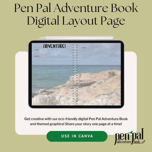 Digital Download-Caribbean Journal Layout-Digital Pen Pal Adventure Book