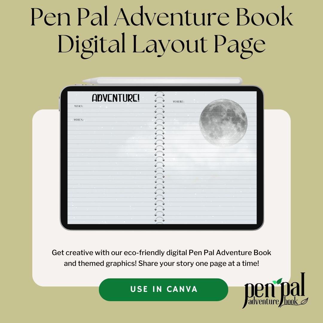 Digital Download-Full Moon Journal Layout-Digital Pen Pal Adventure Book