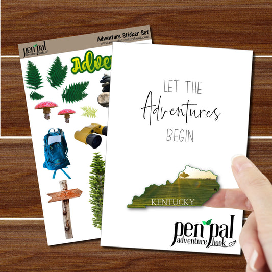 WHOLESALE-Pen Pal Adventure Book with KENTUCKY Sticker and Adventure Sticker Sheet -Set of 5