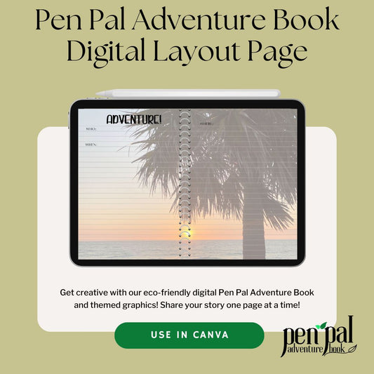 Digital Download-Sunset Palm Journal Layout-Digital Pen Pal Adventure Book