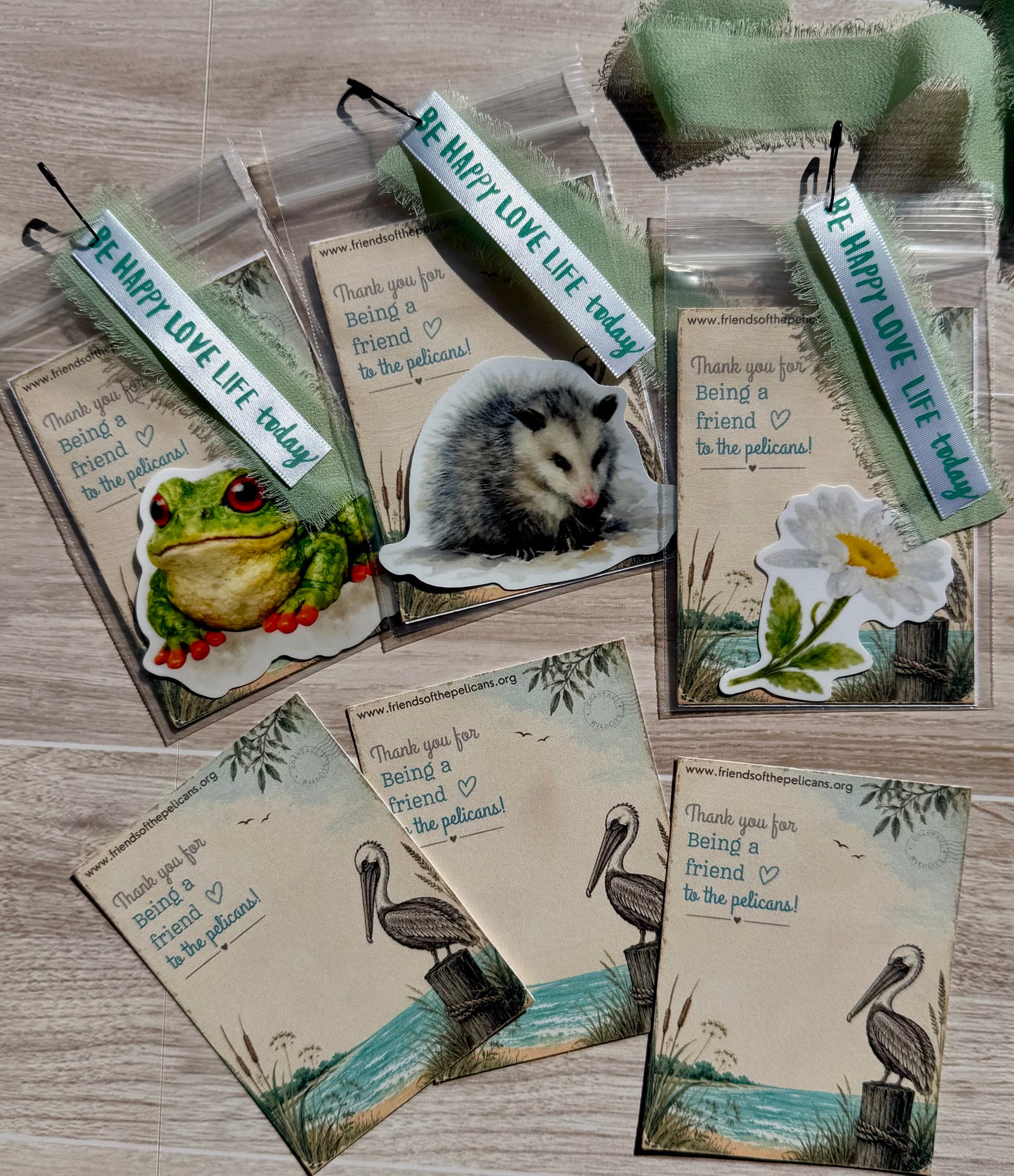 Sticker with Coastal Pelican pocket card