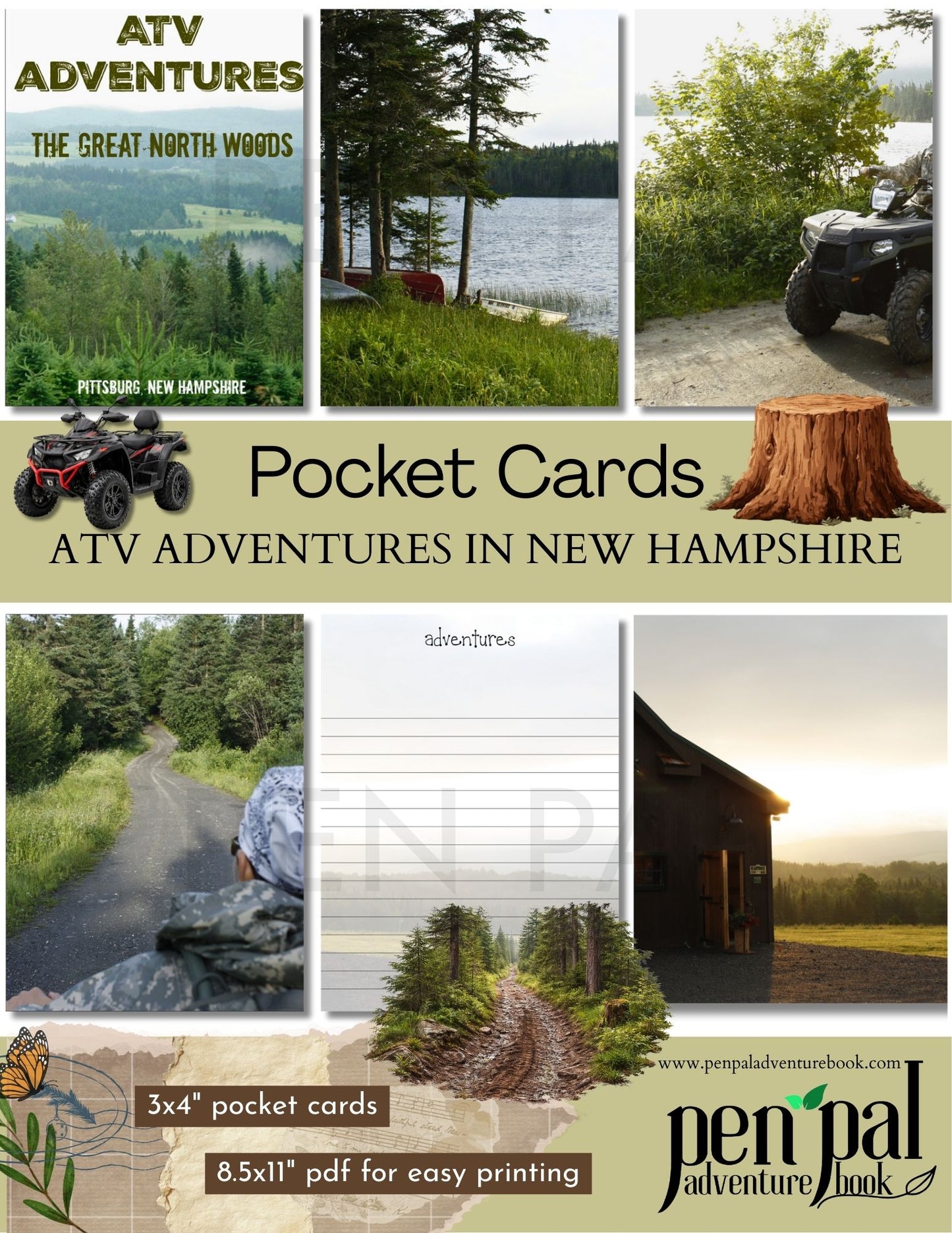 Collage of images promoting ATV adventures in New Hampshire with text overlay.