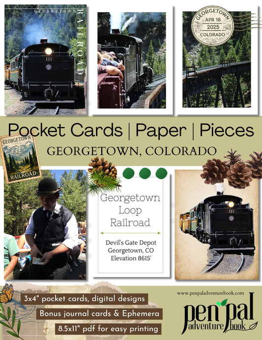 Georgetown Colorado Railroad Pocket Cards | Ephemera | Journal Kit | Travel Journal