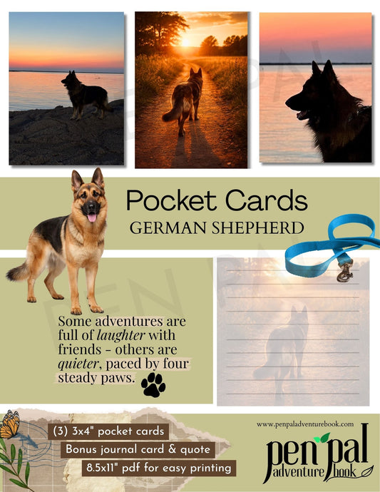 German Shepherd Pocket Cards for Travel Journaling
