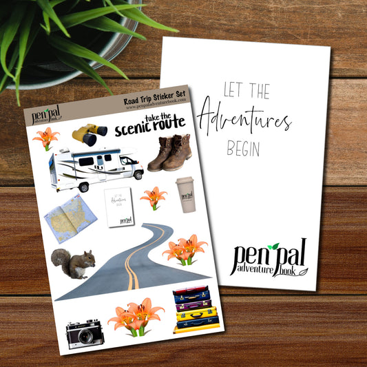 WHOLESALE-Pen Pal Adventure Book with ROAD TRIP Stickers - Set of 5 Kits