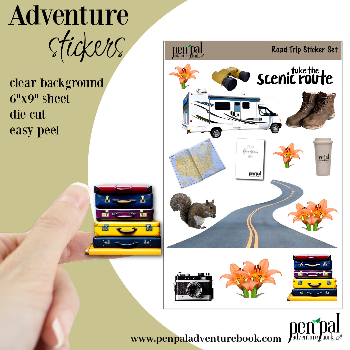 WHOLESALE-Pen Pal Adventure Book with ROAD TRIP Stickers - Set of 5 Kits