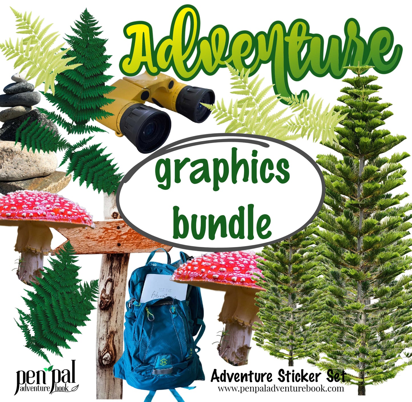 Digital Pen Pal Adventure Book - Adventure Hiking Themed Graphics - Eco-friendly Adventure Sharing