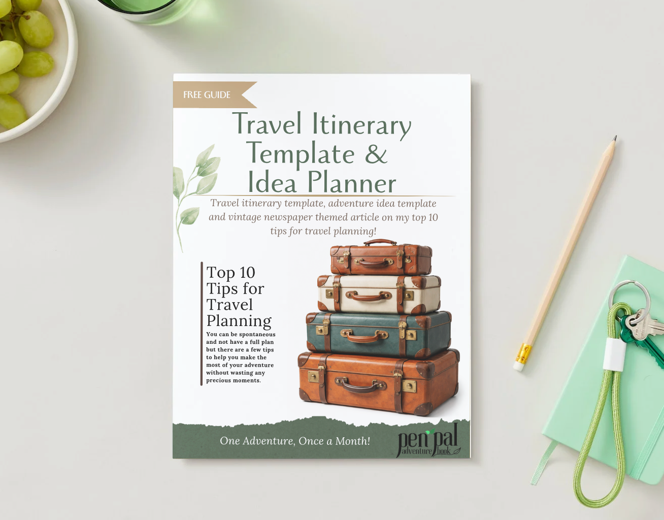 Travel Itinerary & Ideas Template - Digital Download - Printable - Travel Planner