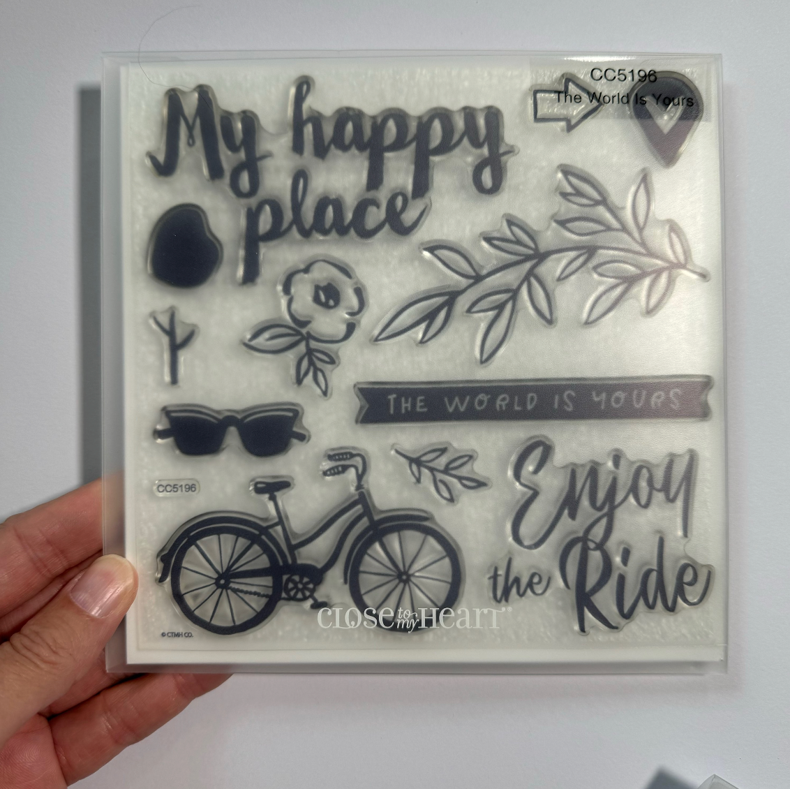 Retired Close To My Heart "Enjoy the Ride" Clear Stamp Set | Bicycle & Travel Theme