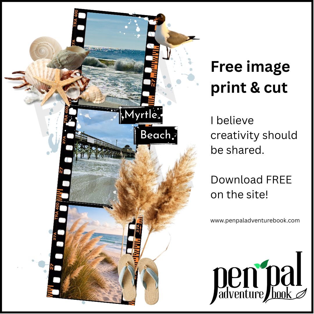 Myrtle Beach Printable Ephemera | Beach Journal Graphic, Travel Scrapbook Cutout & Creative Collage Art