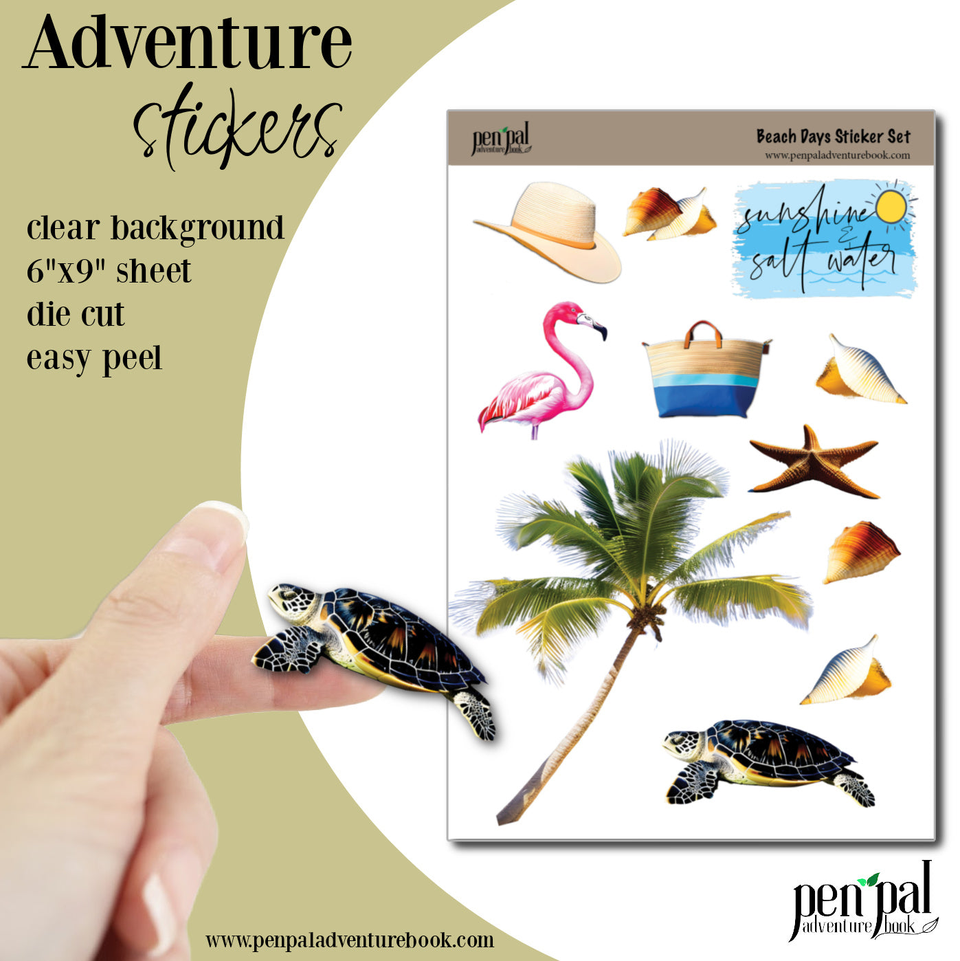 Sticker Sheet - Beach Vacation Collection - Sunshine & Salt Water Die Cut Sticker Sheet - Travel Stickers