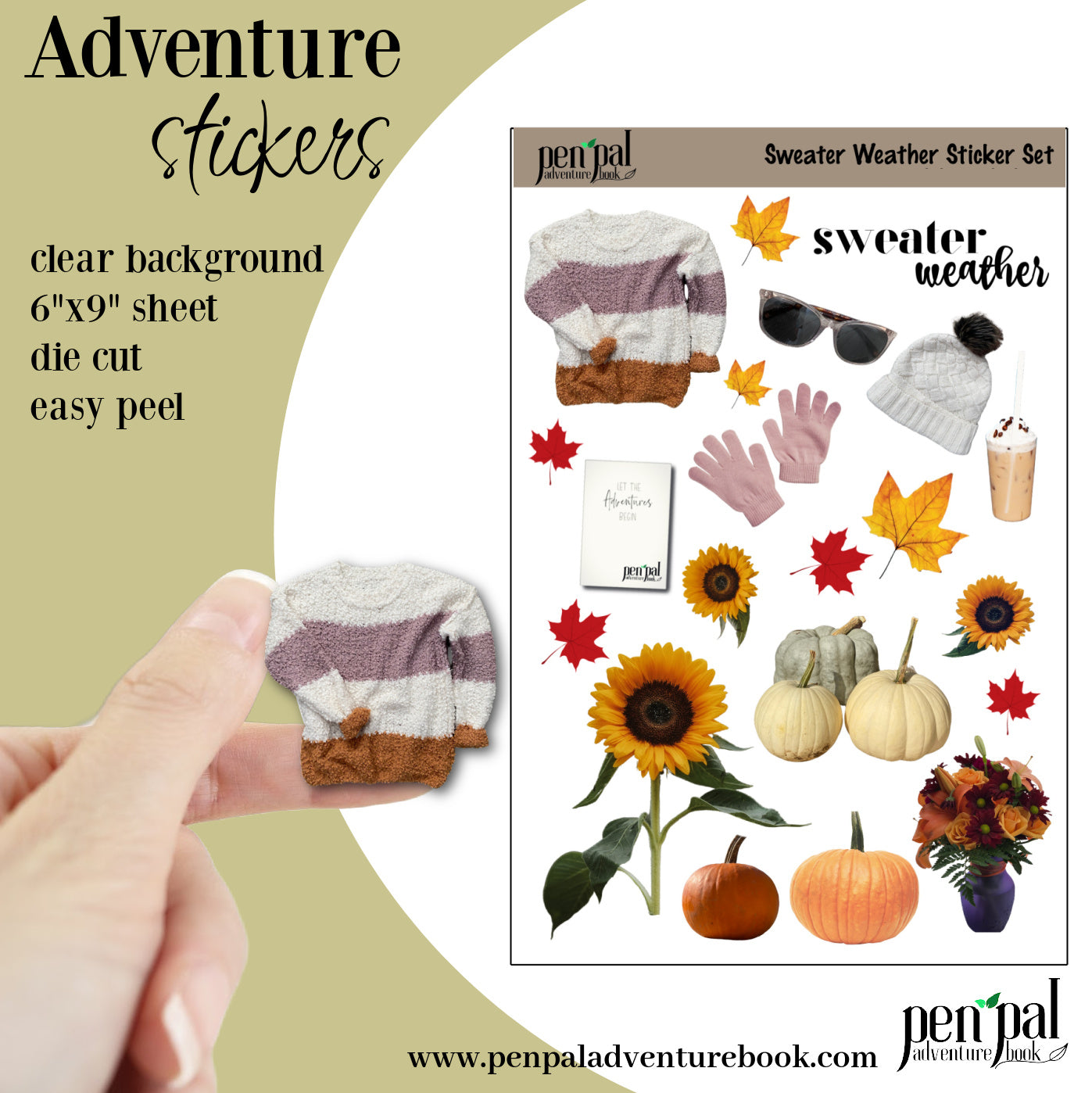 Pen Pal Adventure Book with Sticker Set - SWEATER WEATHER - AUTUMN - FALL STICKERS