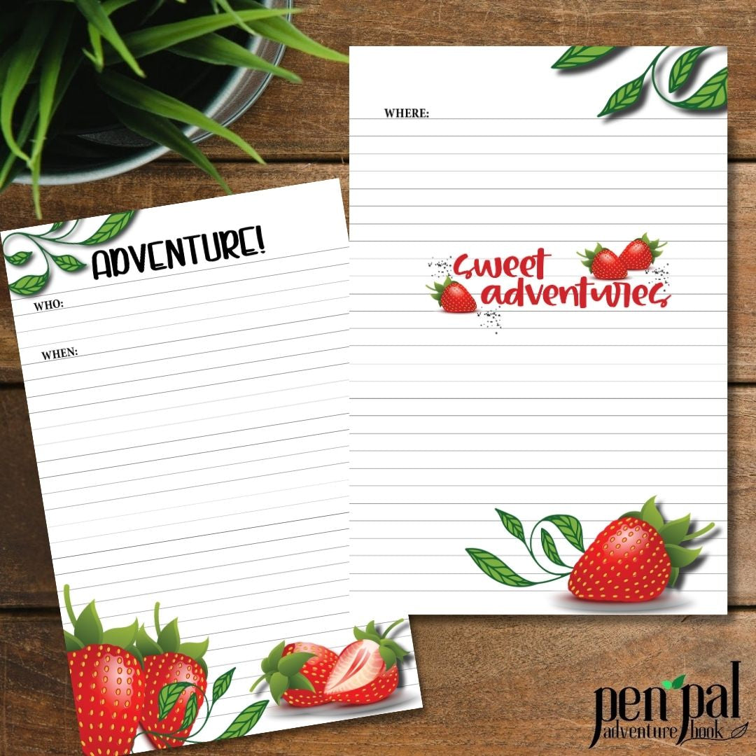 Sweet Strawberry Adventure Journal Paper Printable