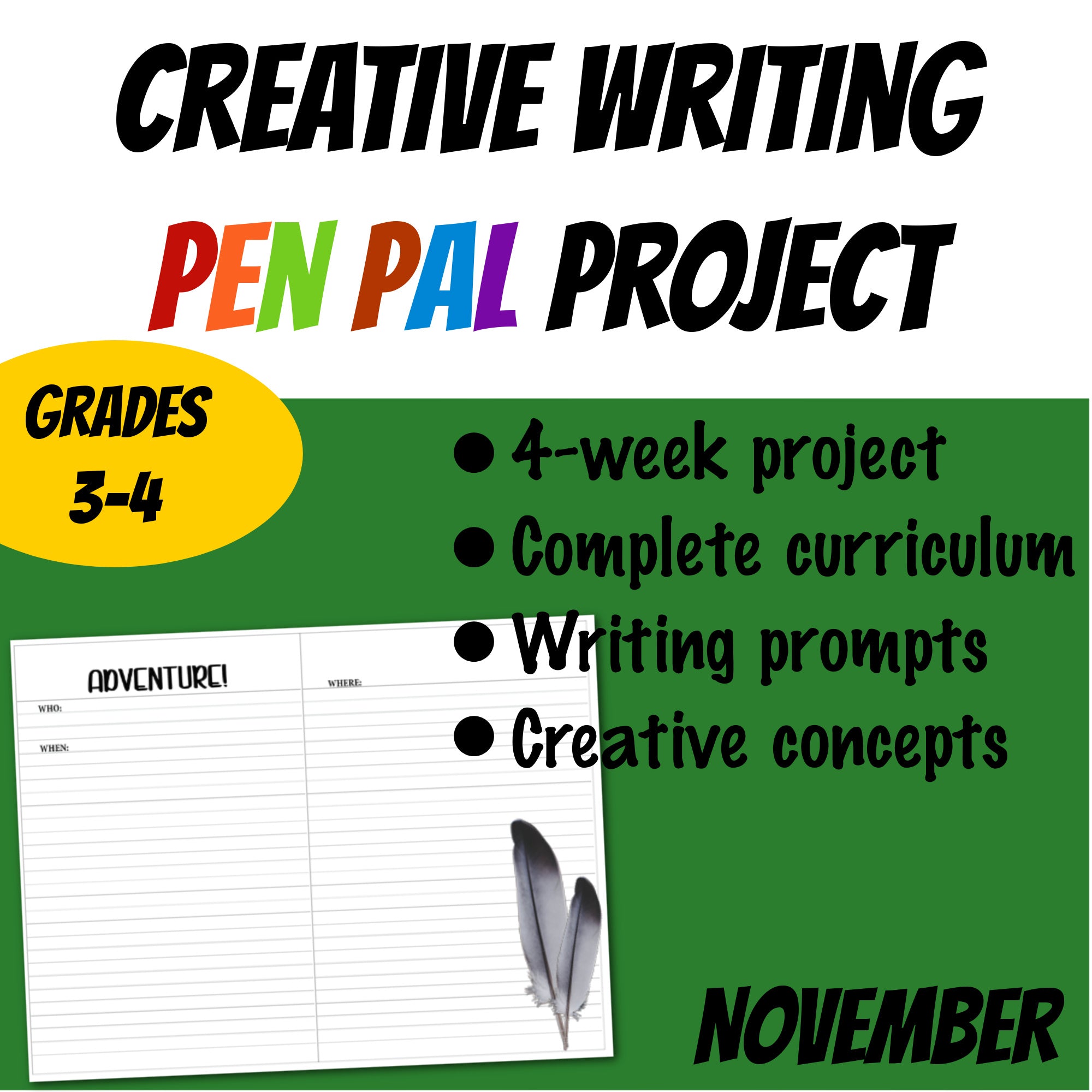 Creative Writing Project for 3rd & 4th Grade Students - October – Pen ...