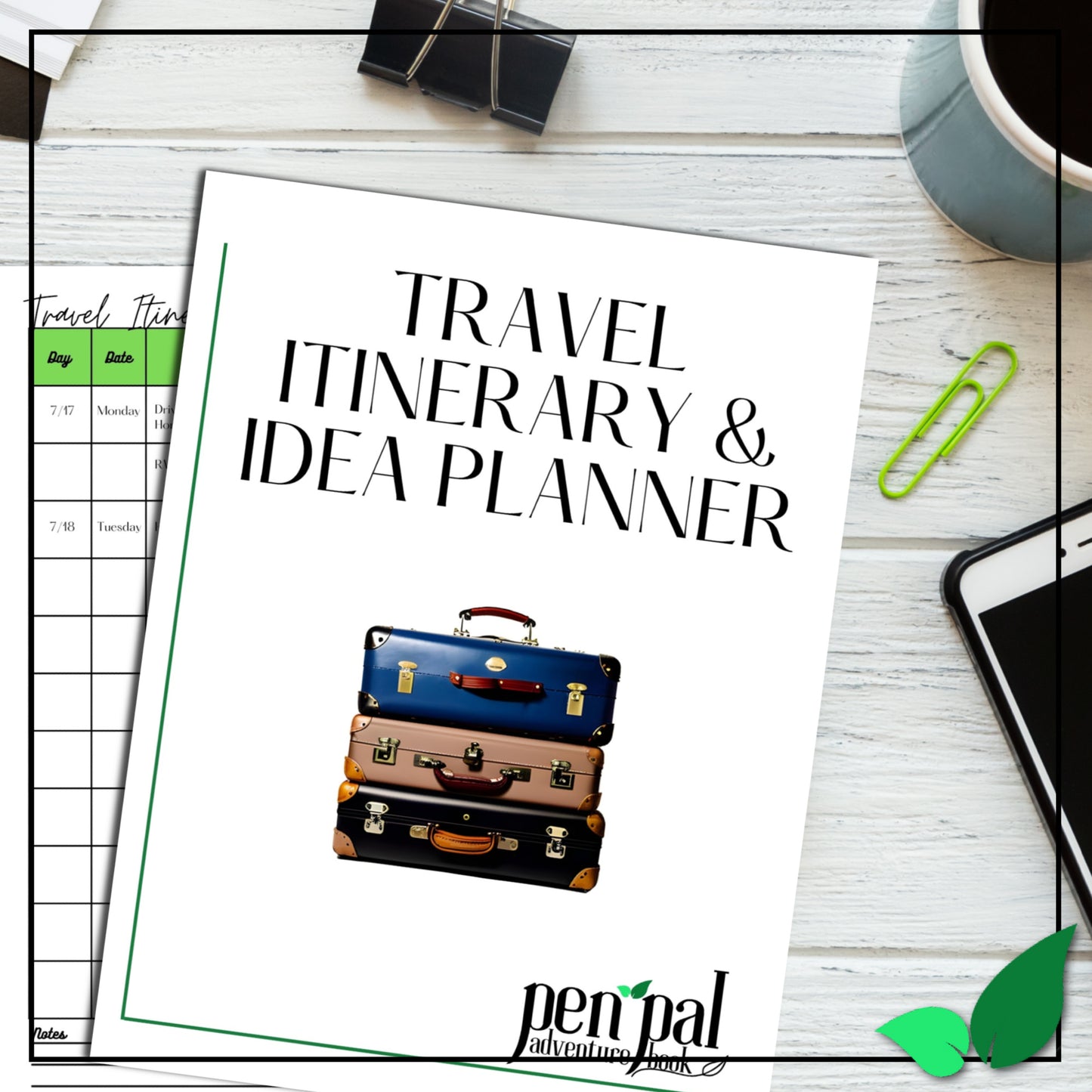 Travel Itinerary & Ideas Template - Digital Download - Printable - Travel Planner