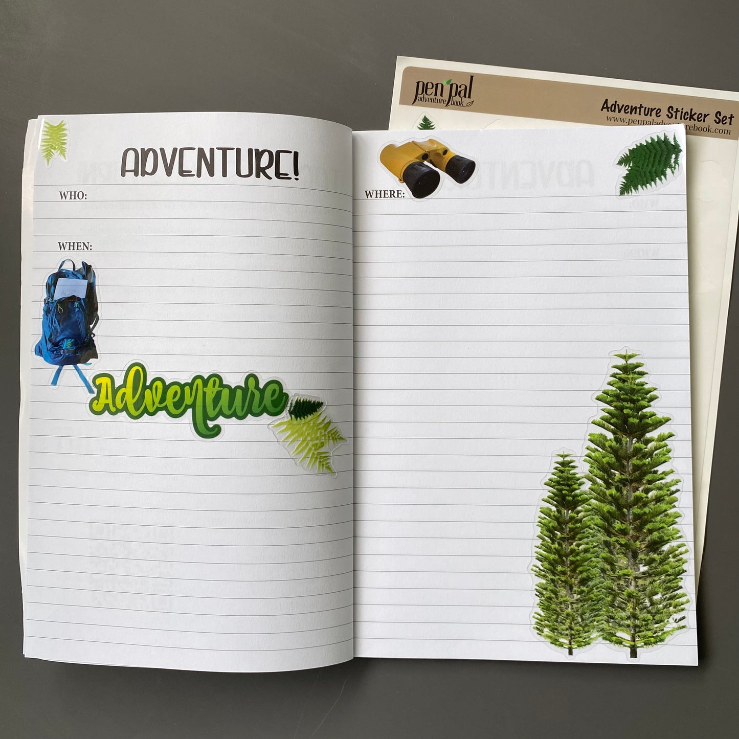 Pen Pal Adventure Book with Sticker Set - ADVENTURE HIKING STICKERS