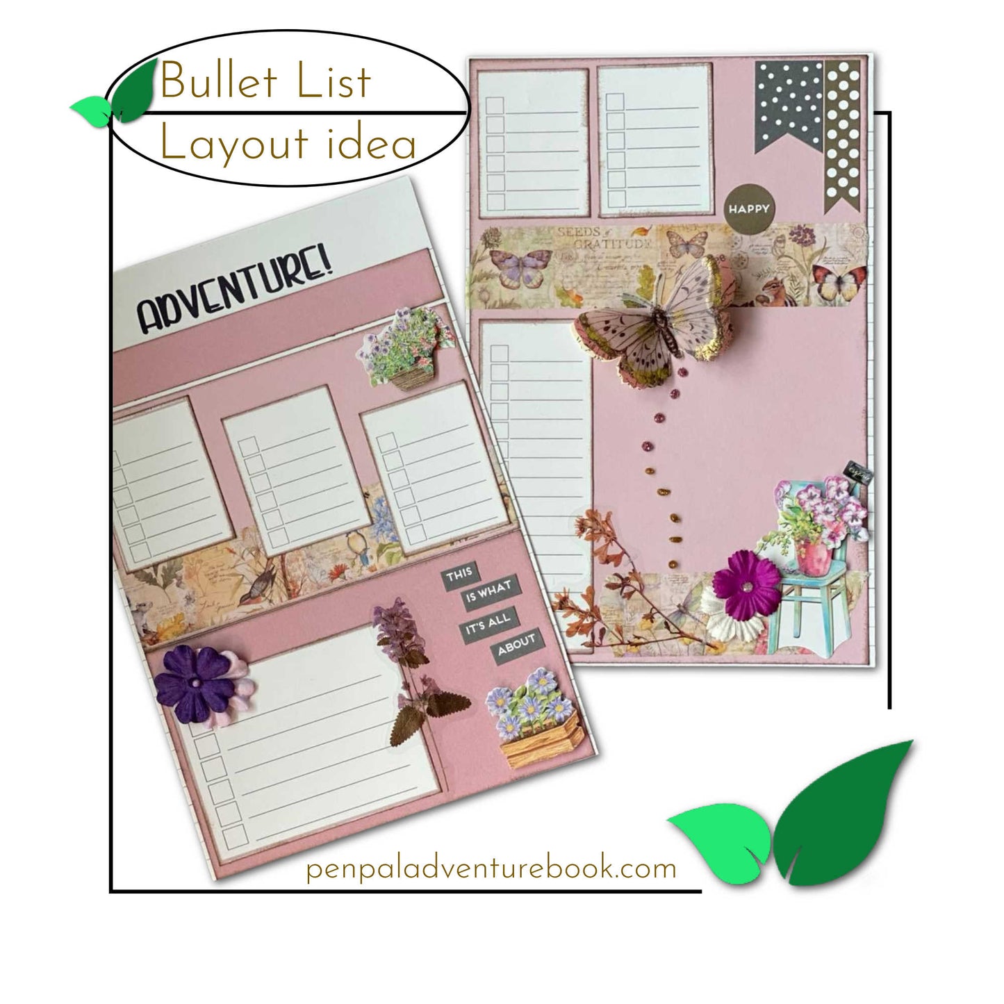 Digital Download-Bullet Lists-Pen Pal Adventure Book Coordinating Printables