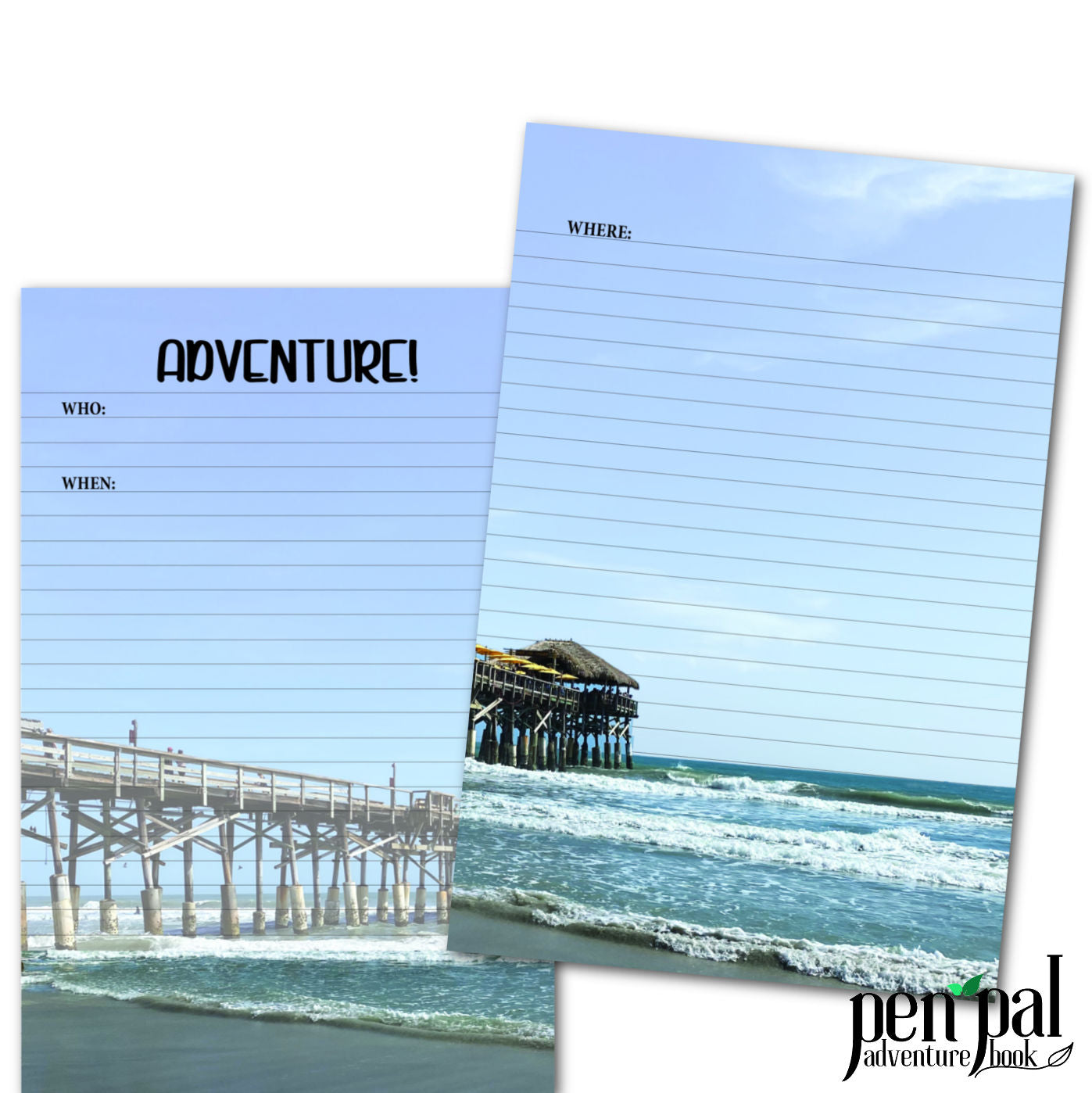Instant Download-Cocoa Beach Pier Journal Layout-Pen Pal Adventure Book Coordinating Printables