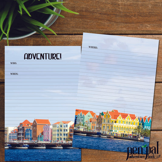 Instant Download-Curacao Skyline Journal Layout-Pen Pal Adventure Book Coordinating Printables