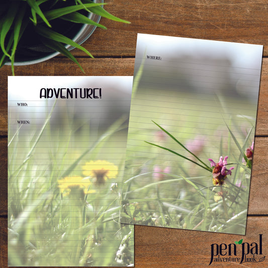 Instant Download-Field of Flowers Journal Layout-Pen Pal Adventure Book Coordinating Printables