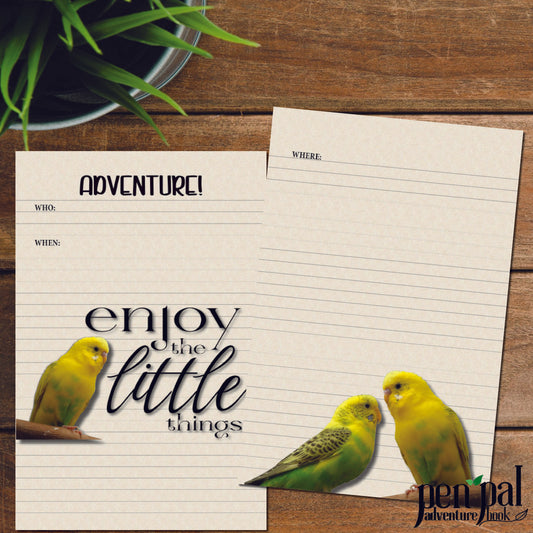 Instant Download-Enjoy the Little Birdie Things Journal Layout-Pen Pal Adventure Book Coordinating Printables