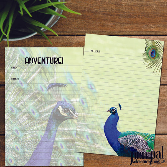Instant Download-Peacock Journal Layout-Pen Pal Adventure Book Coordinating Printables